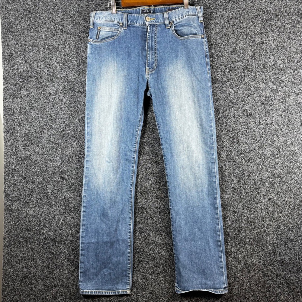 Armani Jeans J31 Regular Fit Mens Denim Blue Straight Leg Jeans Size 33 x 32
